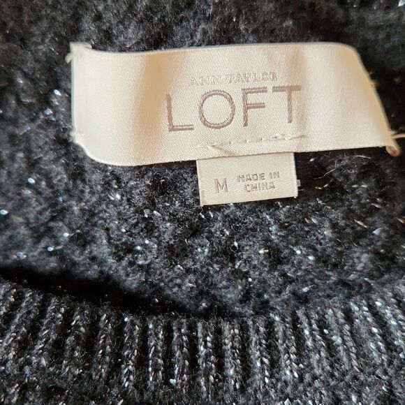 LOFT long sleeve‎ black shimmer sweater Medium - Picture 4 of 9